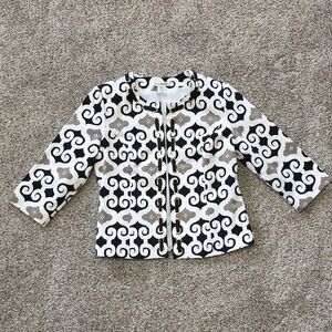 Susan Bristol Black and Cream Patterned Blazer